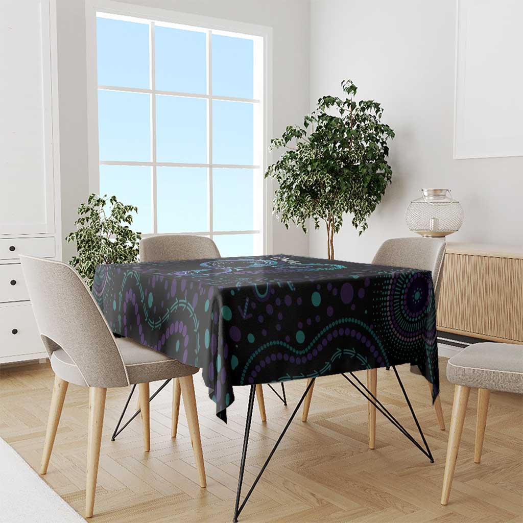 Personalized Australia Indigenous Infinity Heart Tablecloth Purple Teal Ribbon You Are Not Alone - Aussie Hoodie