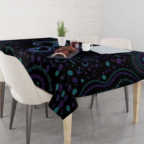 Personalized Australia Indigenous Infinity Heart Tablecloth Purple Teal Ribbon You Are Not Alone - Aussie Hoodie