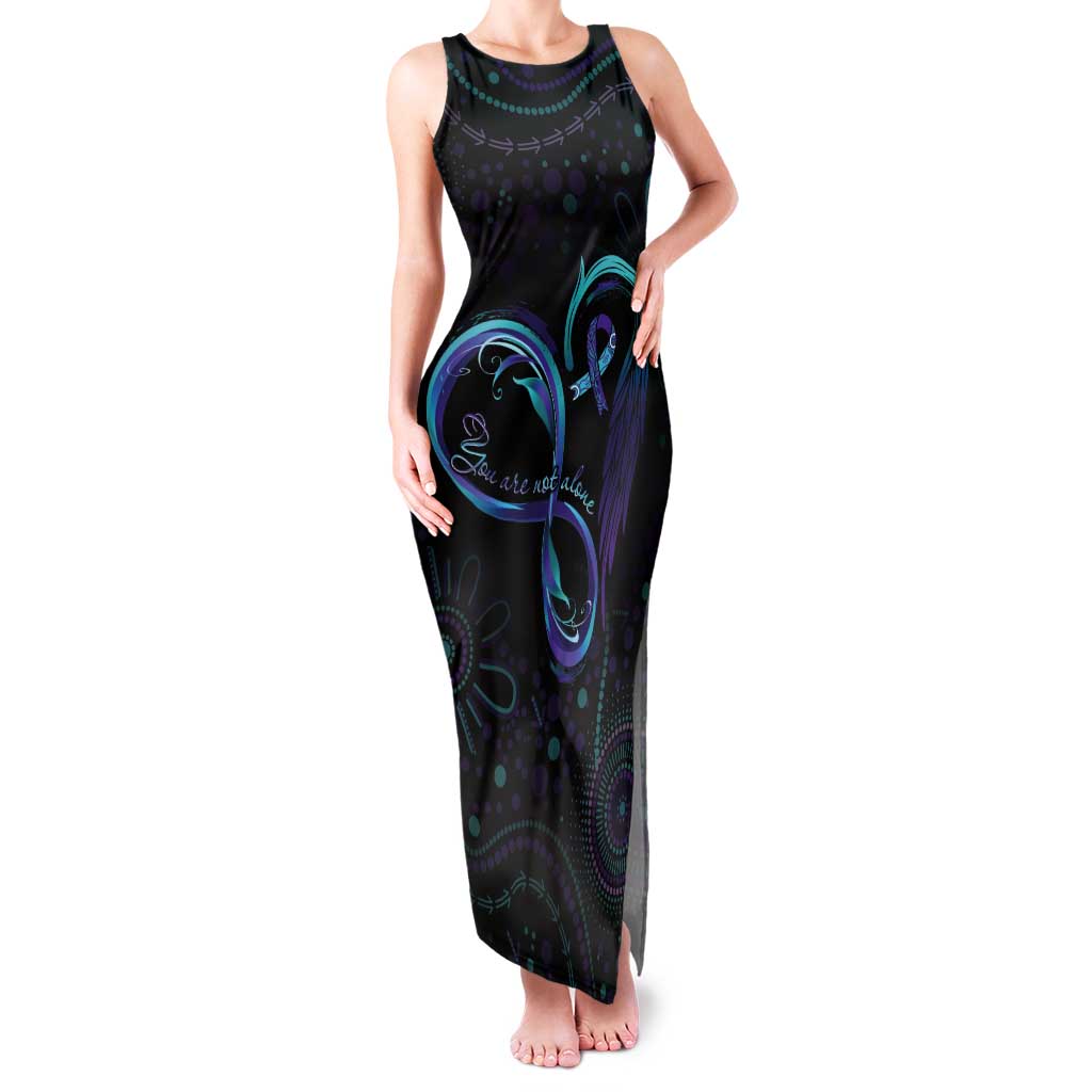 Personalized Australia Indigenous Infinity Heart Tank Maxi Dress Purple Teal Ribbon You Are Not Alone - Aussie Hoodie