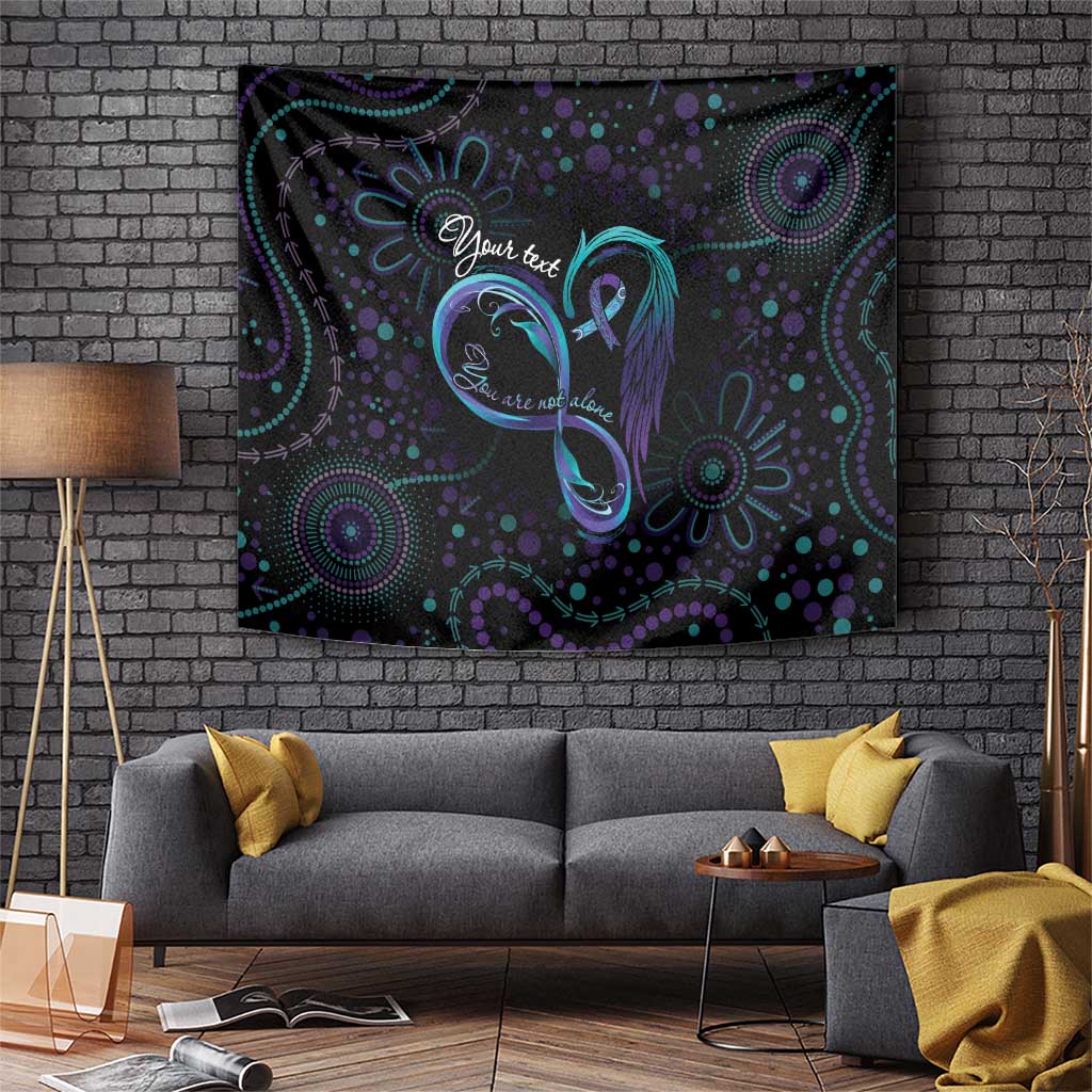 Personalized Australia Indigenous Infinity Heart Tapestry Purple Teal Ribbon You Are Not Alone - Aussie Hoodie