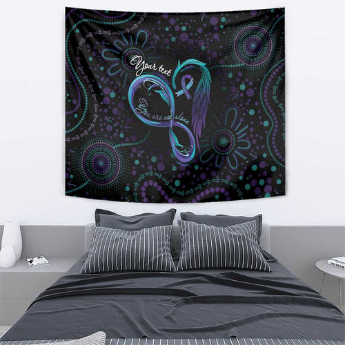 Personalized Australia Indigenous Infinity Heart Tapestry Purple Teal Ribbon You Are Not Alone - Aussie Hoodie