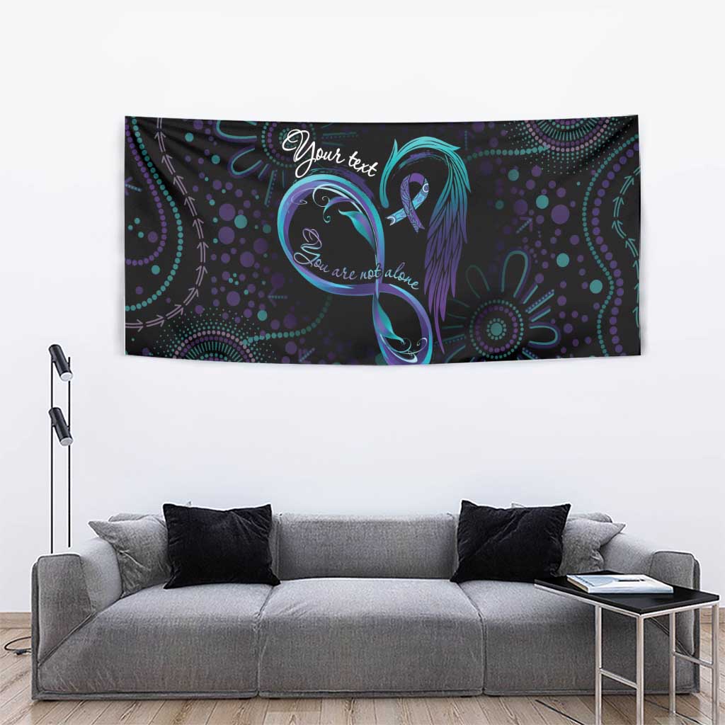 Personalized Australia Indigenous Infinity Heart Tapestry Purple Teal Ribbon You Are Not Alone - Aussie Hoodie