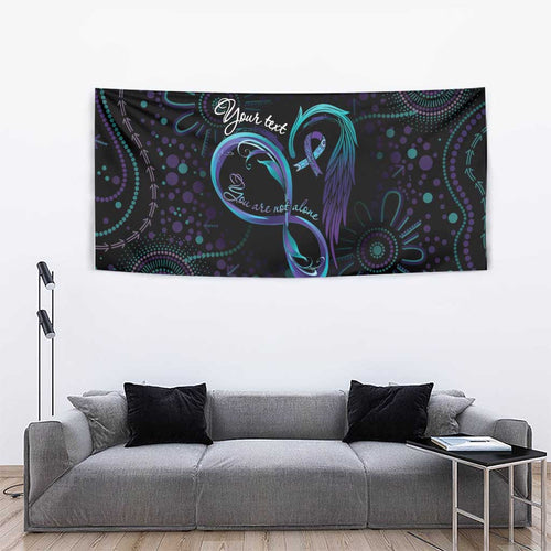 Personalized Australia Indigenous Infinity Heart Tapestry Purple Teal Ribbon You Are Not Alone - Aussie Hoodie