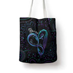 Personalized Australia Indigenous Infinity Heart Tote Bag Purple Teal Ribbon You Are Not Alone - Aussie Hoodie