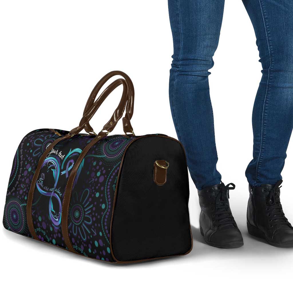 Personalized Australia Indigenous Infinity Heart Travel Bag Purple Teal Ribbon You Are Not Alone - Aussie Hoodie
