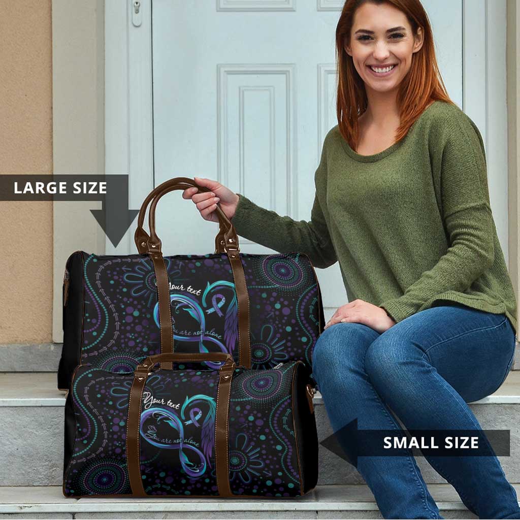 Personalized Australia Indigenous Infinity Heart Travel Bag Purple Teal Ribbon You Are Not Alone - Aussie Hoodie
