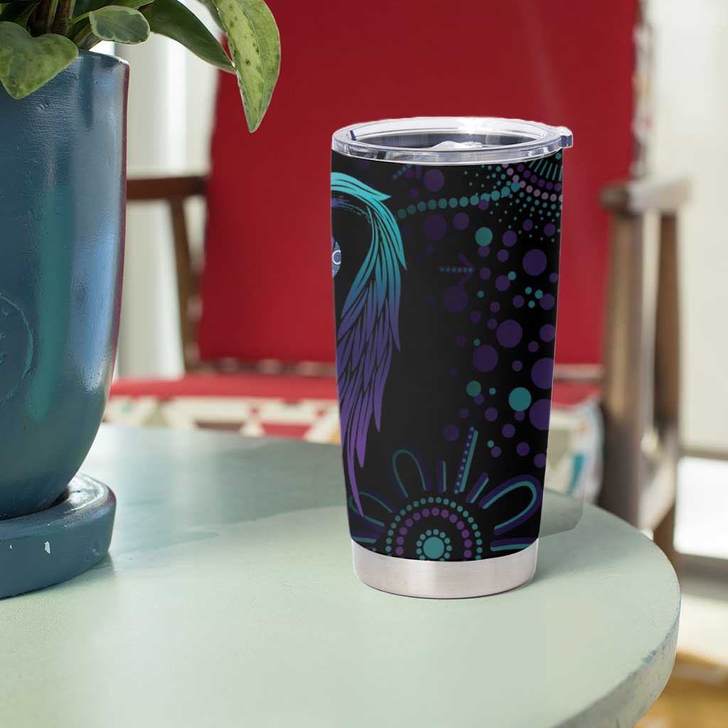 Personalized Australia Indigenous Infinity Heart Tumbler Cup Purple Teal Ribbon You Are Not Alone - Aussie Hoodie