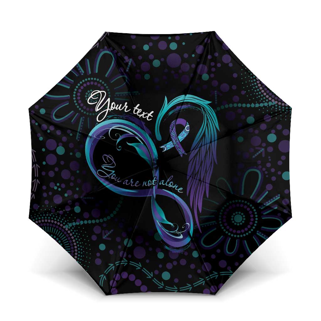 Personalized Australia Indigenous Infinity Heart Umbrella Purple Teal Ribbon You Are Not Alone - Aussie Hoodie