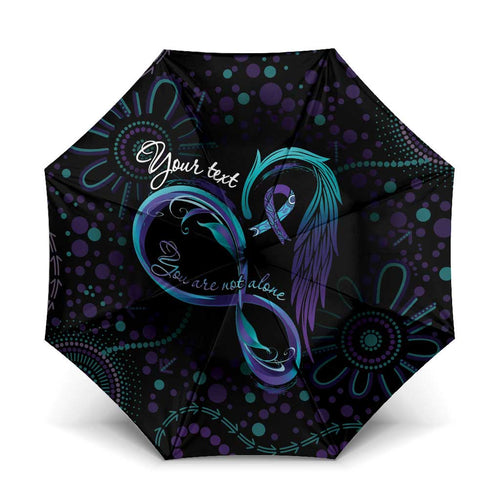 Personalized Australia Indigenous Infinity Heart Umbrella Purple Teal Ribbon You Are Not Alone - Aussie Hoodie