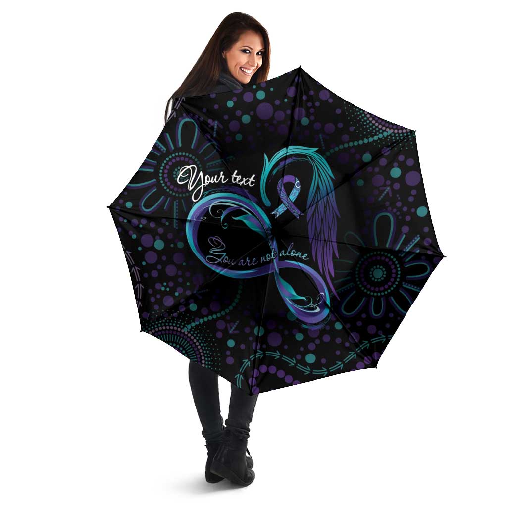 Personalized Australia Indigenous Infinity Heart Umbrella Purple Teal Ribbon You Are Not Alone - Aussie Hoodie