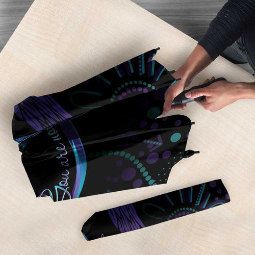 Personalized Australia Indigenous Infinity Heart Umbrella Purple Teal Ribbon You Are Not Alone - Aussie Hoodie