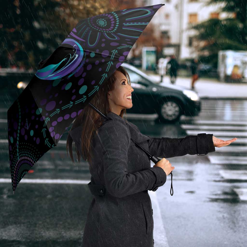 Personalized Australia Indigenous Infinity Heart Umbrella Purple Teal Ribbon You Are Not Alone - Aussie Hoodie