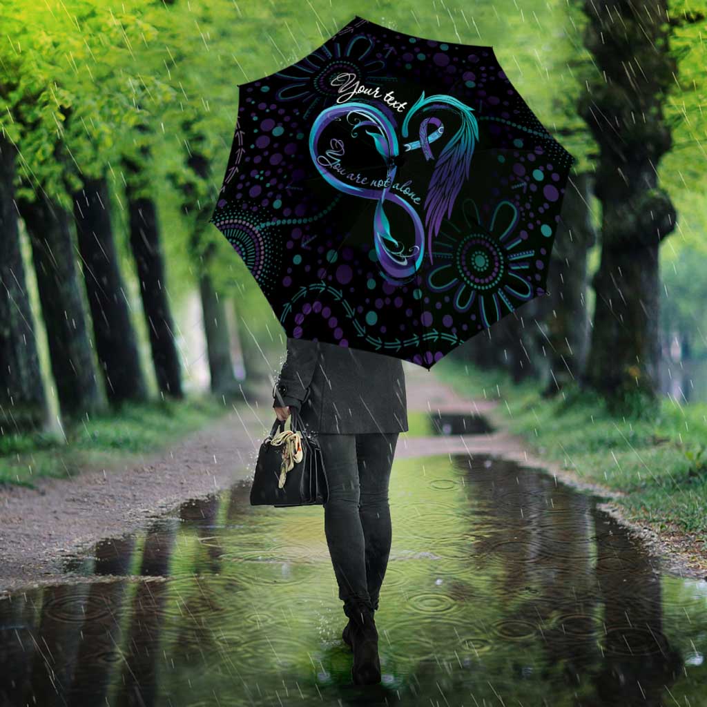 Personalized Australia Indigenous Infinity Heart Umbrella Purple Teal Ribbon You Are Not Alone - Aussie Hoodie