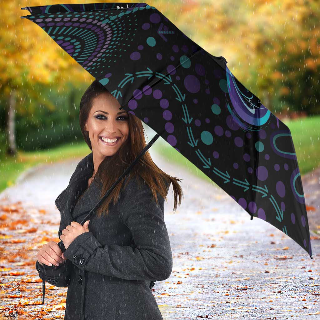 Personalized Australia Indigenous Infinity Heart Umbrella Purple Teal Ribbon You Are Not Alone - Aussie Hoodie