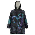 Personalized Australia Indigenous Infinity Heart Wearable Blanket Hoodie Purple Teal Ribbon You Are Not Alone - Aussie Hoodie