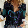 Personalized Australia Indigenous Infinity Heart Women Casual Shirt Purple Teal Ribbon You Are Not Alone - Aussie Hoodie