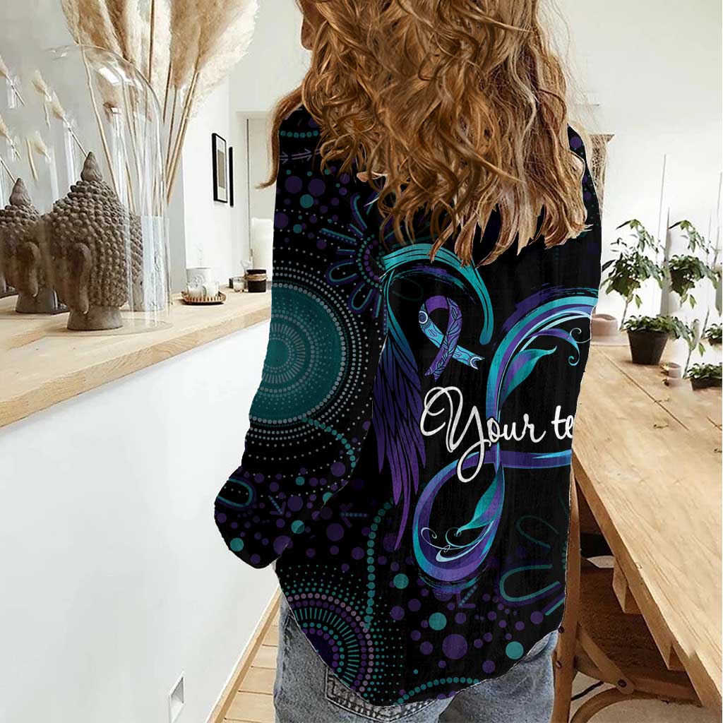 Personalized Australia Indigenous Infinity Heart Women Casual Shirt Purple Teal Ribbon You Are Not Alone - Aussie Hoodie