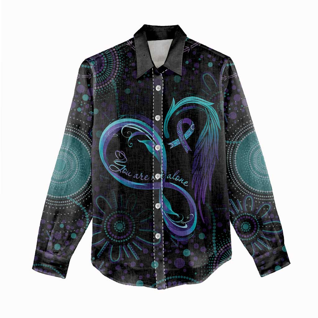 Personalized Australia Indigenous Infinity Heart Women Casual Shirt Purple Teal Ribbon You Are Not Alone - Aussie Hoodie