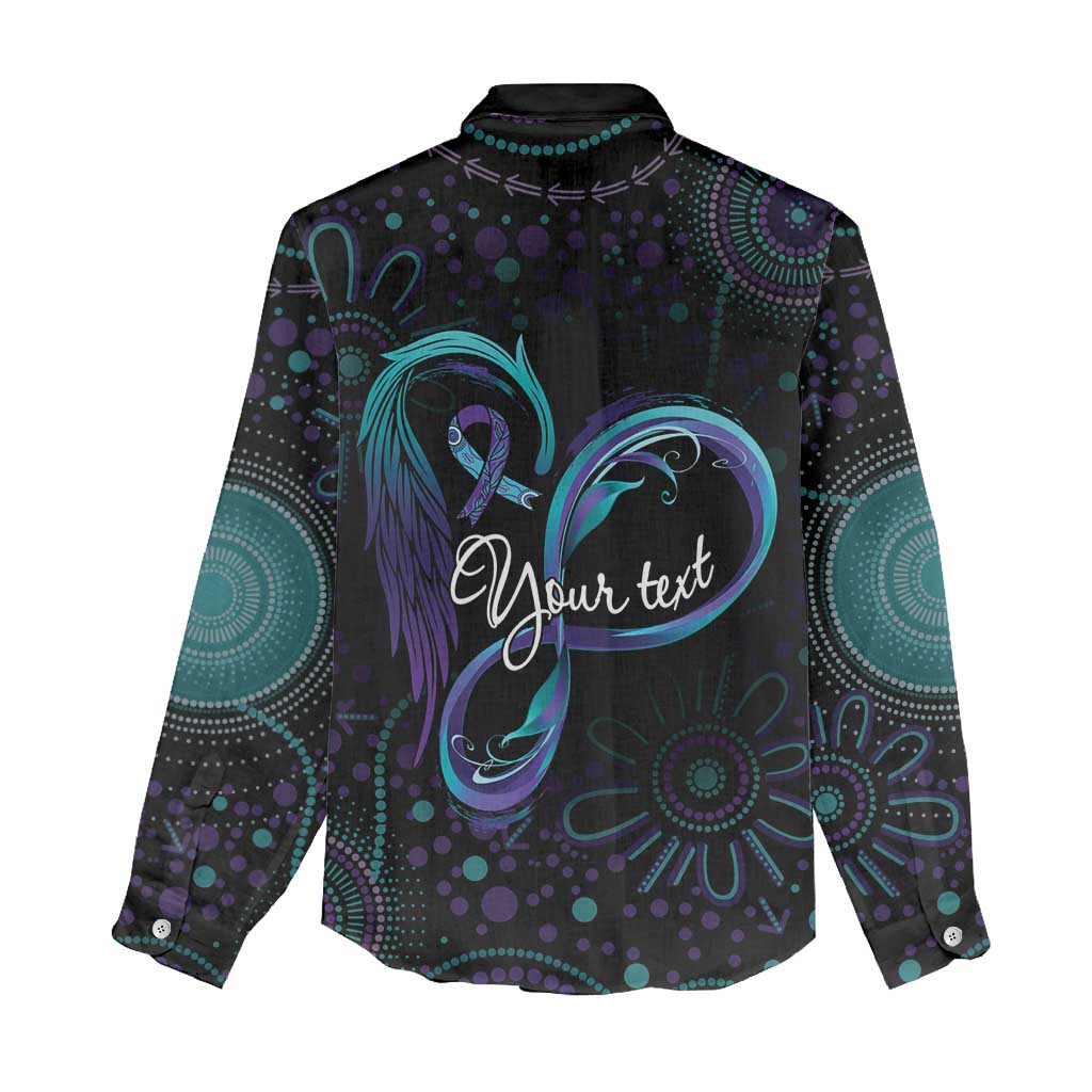 Personalized Australia Indigenous Infinity Heart Women Casual Shirt Purple Teal Ribbon You Are Not Alone - Aussie Hoodie