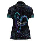Personalized Australia Indigenous Infinity Heart Women Polo Shirt Purple Teal Ribbon You Are Not Alone - Aussie Hoodie