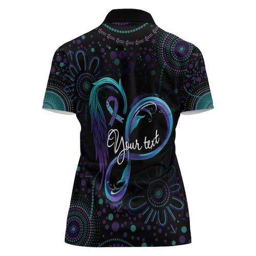 Personalized Australia Indigenous Infinity Heart Women Polo Shirt Purple Teal Ribbon You Are Not Alone - Aussie Hoodie