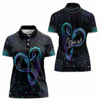 Personalized Australia Indigenous Infinity Heart Women Polo Shirt Purple Teal Ribbon You Are Not Alone - Aussie Hoodie