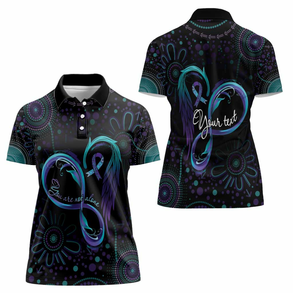 Personalized Australia Indigenous Infinity Heart Women Polo Shirt Purple Teal Ribbon You Are Not Alone - Aussie Hoodie