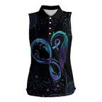 Personalized Australia Indigenous Infinity Heart Women Sleeveless Polo Shirt Purple Teal Ribbon You Are Not Alone - Aussie Hoodie