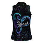 Personalized Australia Indigenous Infinity Heart Women Sleeveless Polo Shirt Purple Teal Ribbon You Are Not Alone - Aussie Hoodie