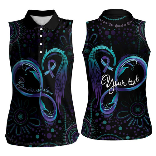 Personalized Australia Indigenous Infinity Heart Women Sleeveless Polo Shirt Purple Teal Ribbon You Are Not Alone - Aussie Hoodie