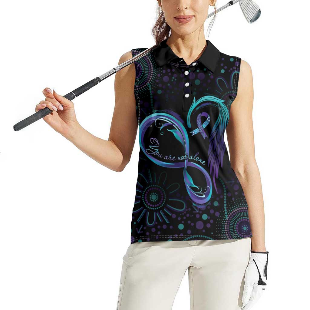 Personalized Australia Indigenous Infinity Heart Women Sleeveless Polo Shirt Purple Teal Ribbon You Are Not Alone - Aussie Hoodie