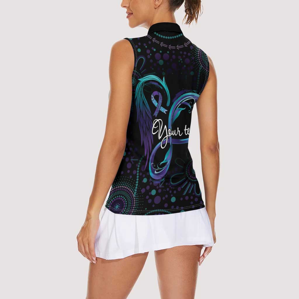 Personalized Australia Indigenous Infinity Heart Women Sleeveless Polo Shirt Purple Teal Ribbon You Are Not Alone - Aussie Hoodie