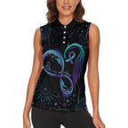 Personalized Australia Indigenous Infinity Heart Women Sleeveless Polo Shirt Purple Teal Ribbon You Are Not Alone - Aussie Hoodie