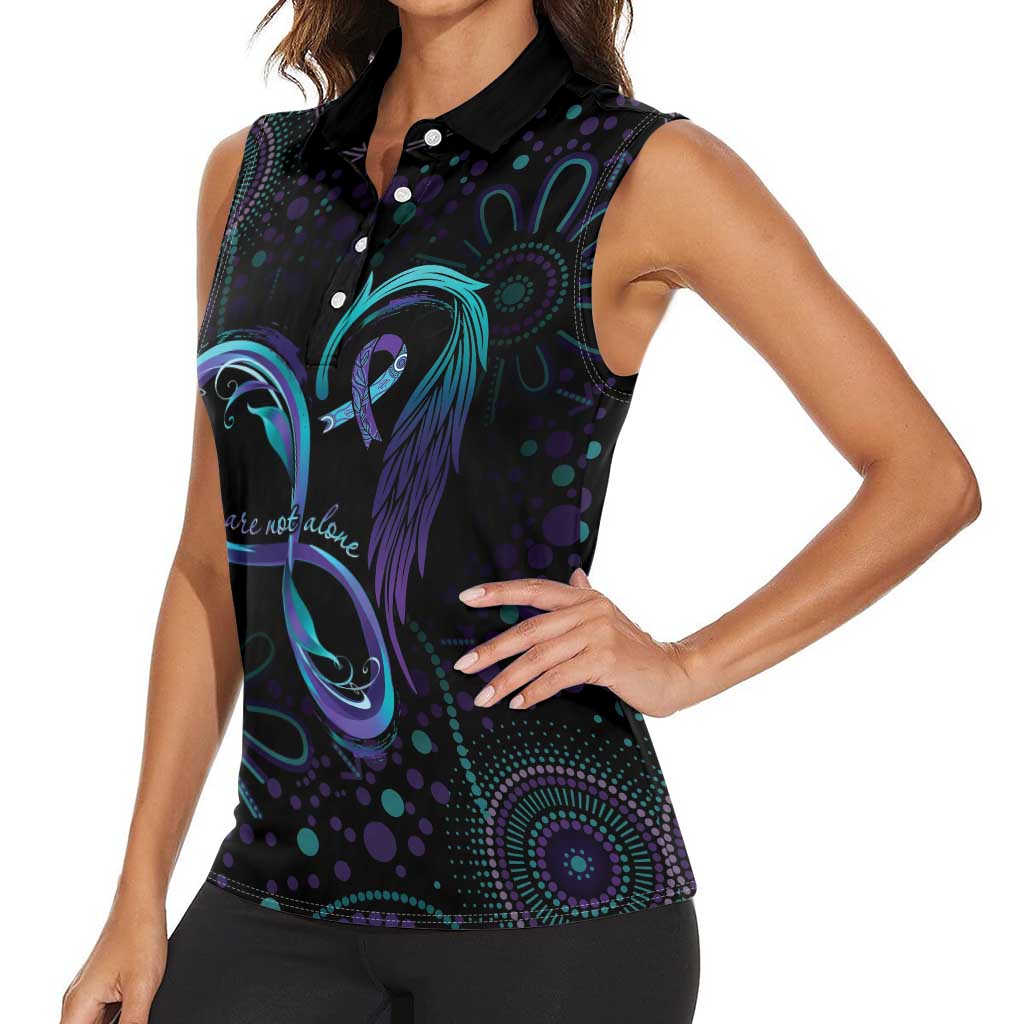 Personalized Australia Indigenous Infinity Heart Women Sleeveless Polo Shirt Purple Teal Ribbon You Are Not Alone - Aussie Hoodie