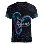 Personalized Australia Indigenous Infinity Heart Women V-Neck T-Shirt Purple Teal Ribbon You Are Not Alone - Aussie Hoodie