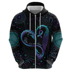Personalized Australia Indigenous Infinity Heart Zip Hoodie Purple Teal Ribbon You Are Not Alone - Aussie Hoodie
