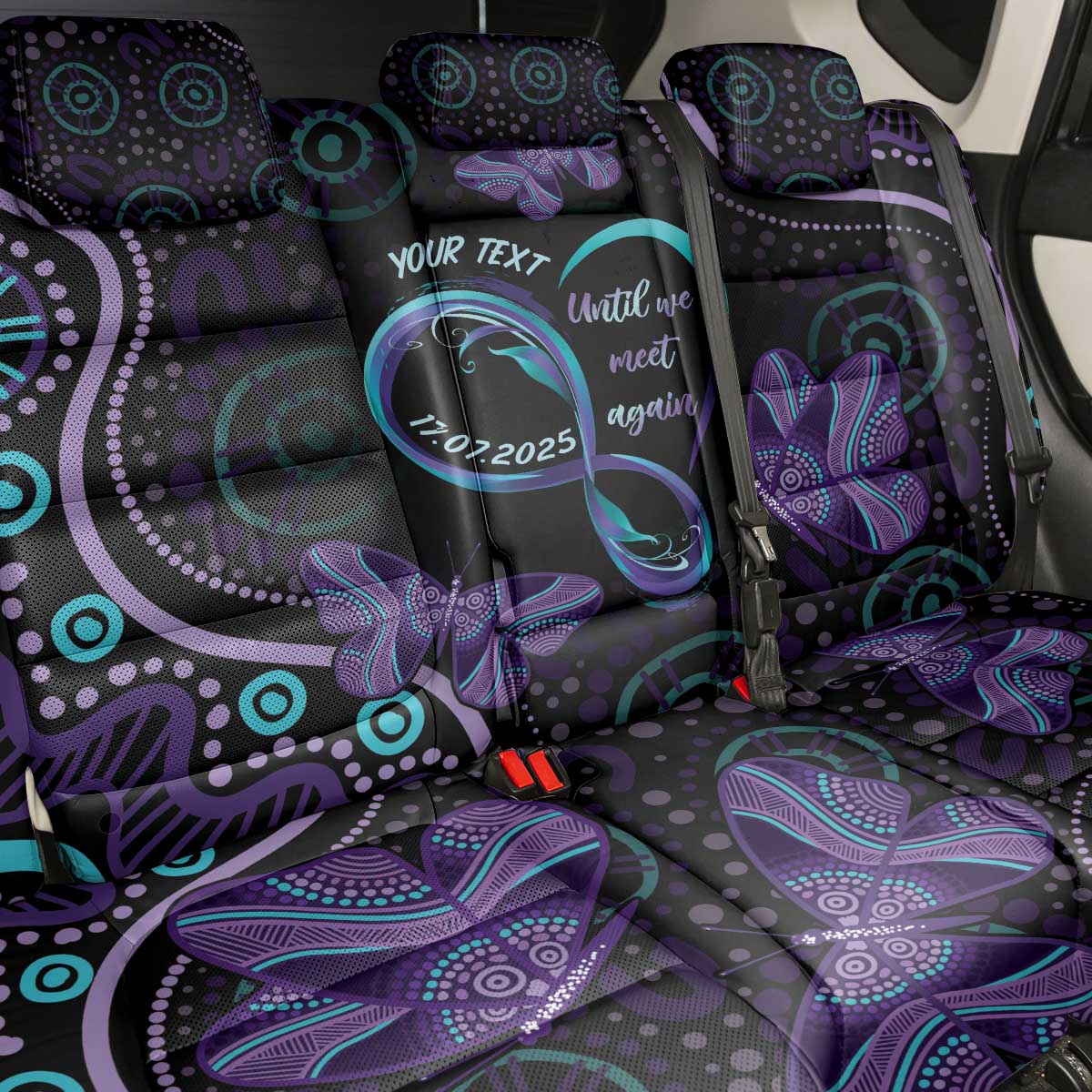 Personalized Australia Infinity Heart Indigenous Back Car Seat Cover Fly High Until We Meet Again - Aussie Hoodie