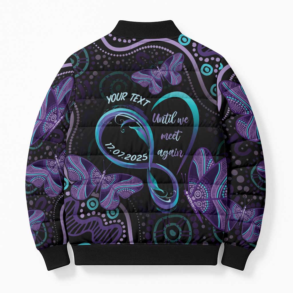 Personalized Australia Infinity Heart Indigenous Bomber Puffer Jacket Fly High Until We Meet Again - Aussie Hoodie
