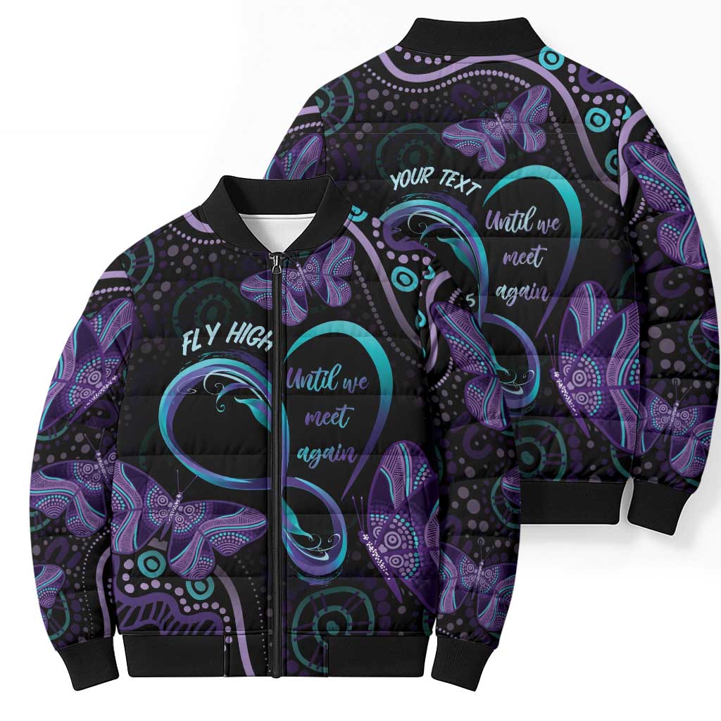 Personalized Australia Infinity Heart Indigenous Bomber Puffer Jacket Fly High Until We Meet Again - Aussie Hoodie
