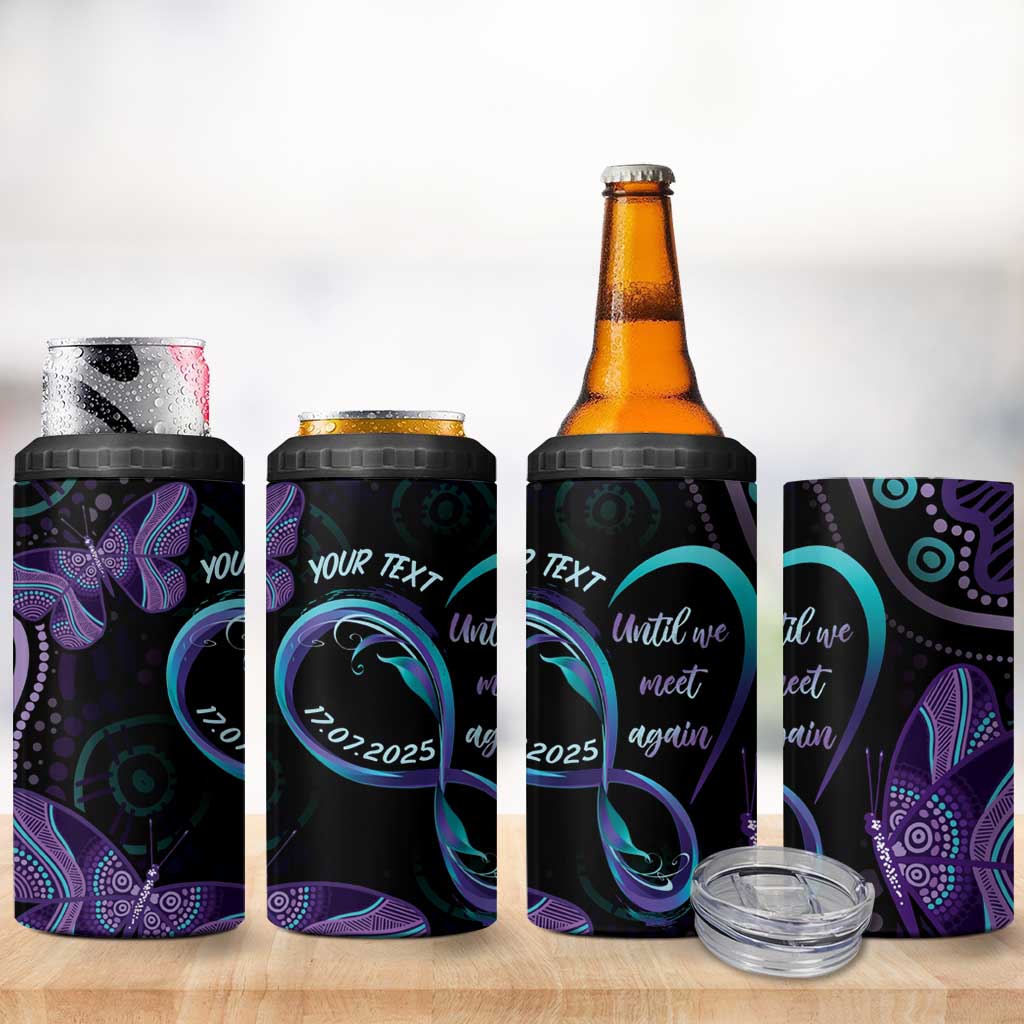 Personalized Australia Infinity Heart Indigenous 4 in 1 Can Cooler Tumbler Fly High Until We Meet Again - Aussie Hoodie