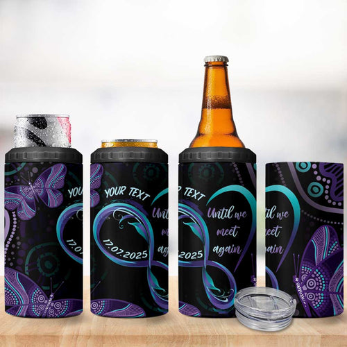 Personalized Australia Infinity Heart Indigenous 4 in 1 Can Cooler Tumbler Fly High Until We Meet Again - Aussie Hoodie