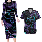 Personalized Australia Infinity Heart Indigenous Couples Matching Long Sleeve Bodycon Dress and Hawaiian Shirt Fly High Until We Meet Again - Aussie Hoodie