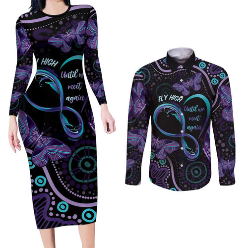 Personalized Australia Infinity Heart Indigenous Couples Matching Long Sleeve Bodycon Dress and Long Sleeve Button Shirt Fly High Until We Meet Again - Aussie Hoodie