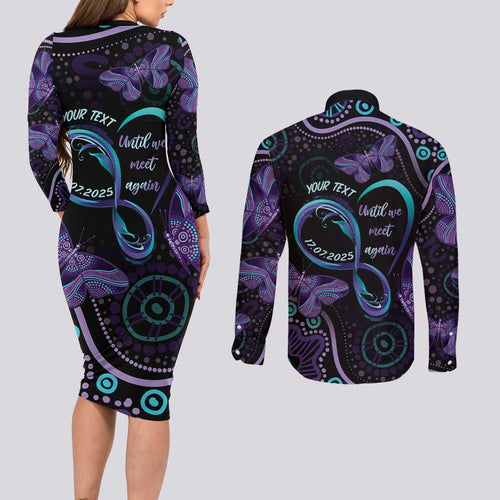 Personalized Australia Infinity Heart Indigenous Couples Matching Long Sleeve Bodycon Dress and Long Sleeve Button Shirt Fly High Until We Meet Again - Aussie Hoodie