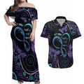 Personalized Australia Infinity Heart Indigenous Couples Matching Off Shoulder Maxi Dress and Hawaiian Shirt Fly High Until We Meet Again - Aussie Hoodie