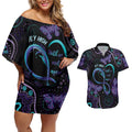 Personalized Australia Infinity Heart Indigenous Couples Matching Off Shoulder Short Dress and Hawaiian Shirt Fly High Until We Meet Again - Aussie Hoodie