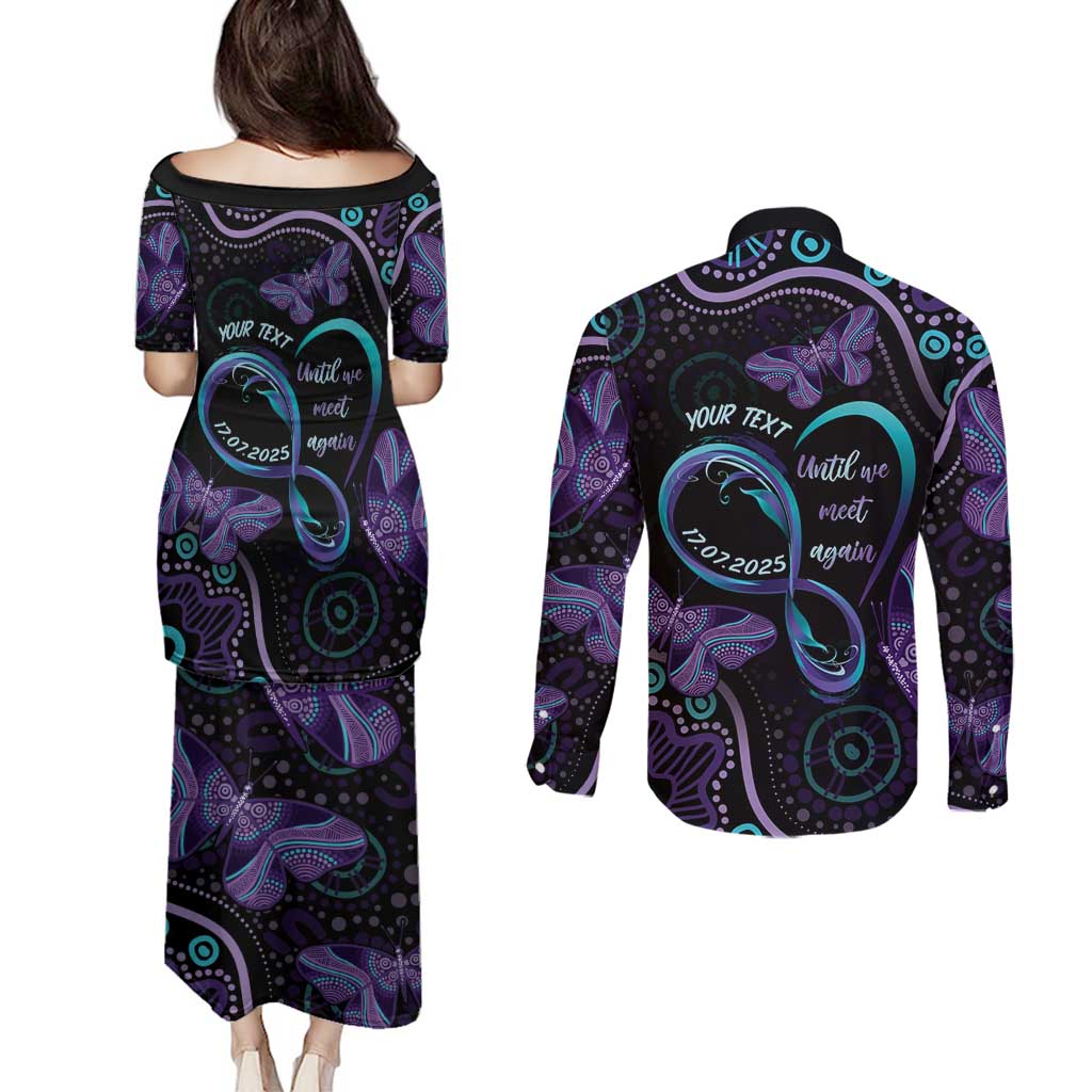 Personalized Australia Infinity Heart Indigenous Couples Matching Puletasi and Long Sleeve Button Shirt Fly High Until We Meet Again - Aussie Hoodie