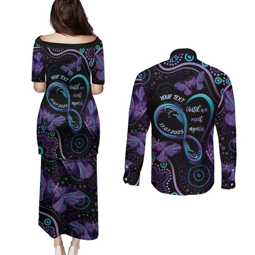 Personalized Australia Infinity Heart Indigenous Couples Matching Puletasi and Long Sleeve Button Shirt Fly High Until We Meet Again - Aussie Hoodie