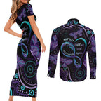 Personalized Australia Infinity Heart Indigenous Couples Matching Short Sleeve Bodycon Dress and Long Sleeve Button Shirt Fly High Until We Meet Again - Aussie Hoodie