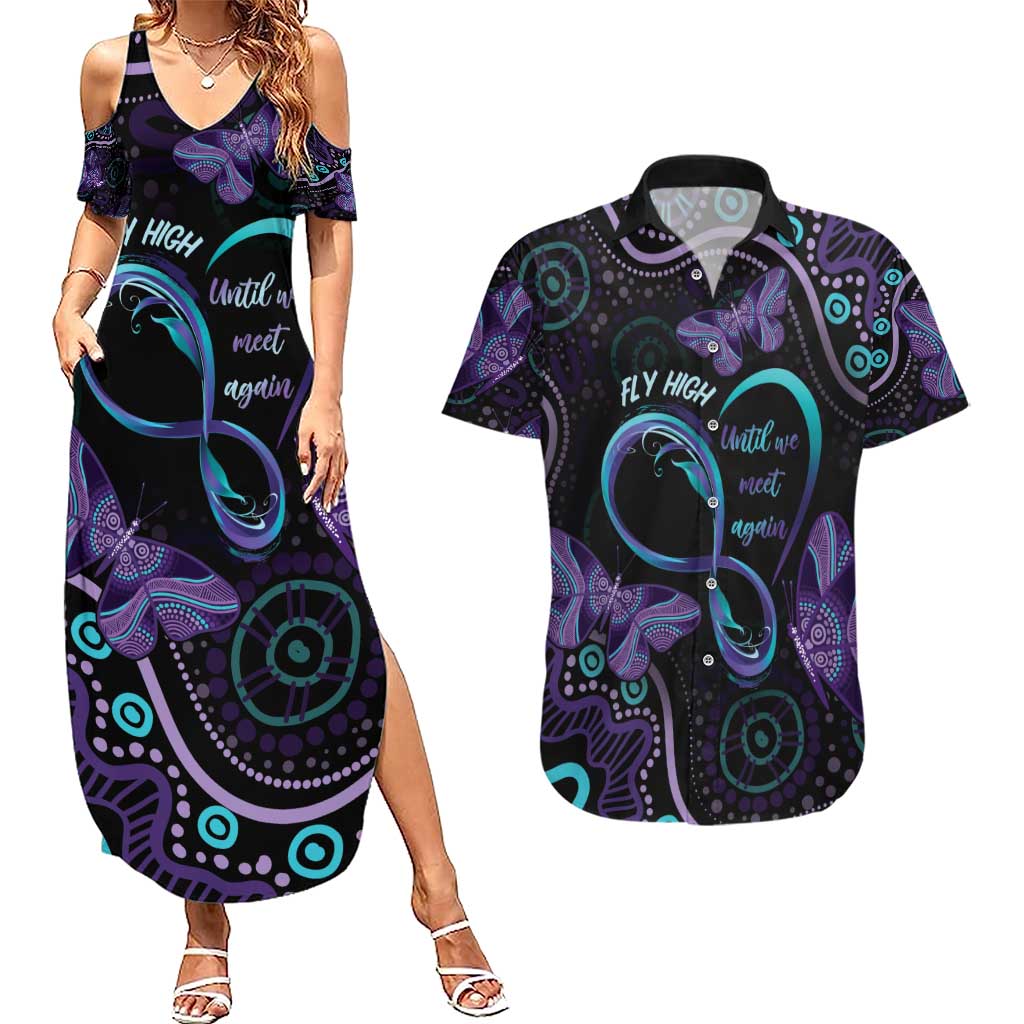 Personalized Australia Infinity Heart Indigenous Couples Matching Summer Maxi Dress and Hawaiian Shirt Fly High Until We Meet Again - Aussie Hoodie
